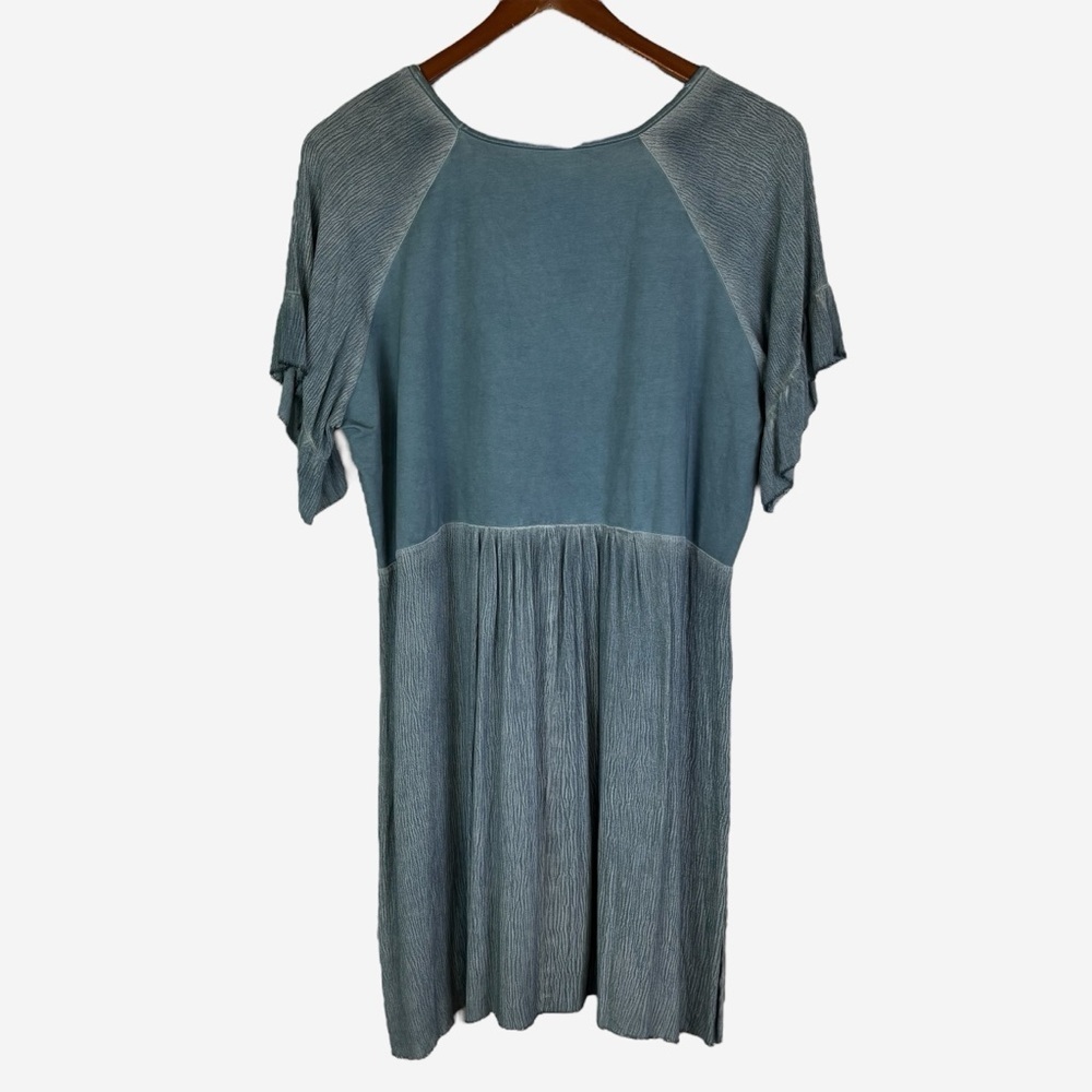 NEW Umgee Ruffle Sleeve Babydoll Shift Dress • Size S • Cotton Blend Washed Blue - Picture 4 of 10